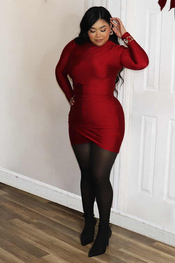 Amarine Long Sleeve Mini Dress Divas Plus Boutique