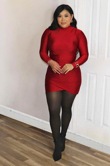 Amarine Long Sleeve Mini Dress Divas Plus Boutique