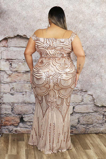Evelina Off Shoulder Sequence Dress Divas Plus Boutique