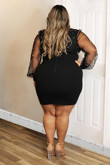 Tiana Pearls Long Sleeve Dress Divas Plus Boutique