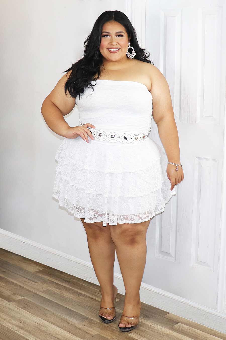 Lucero Strapless Lace Dress Divas Plus Boutique