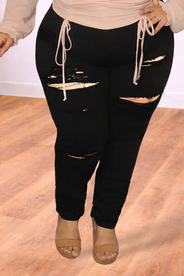 Plus Size Black Distressed Skinny Jeans | Divas Fashion Boutique