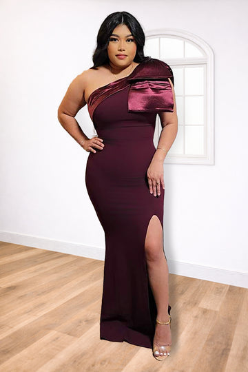 One Shoulder Satin Detail Maxi Dress | Divas Fashion Boutique