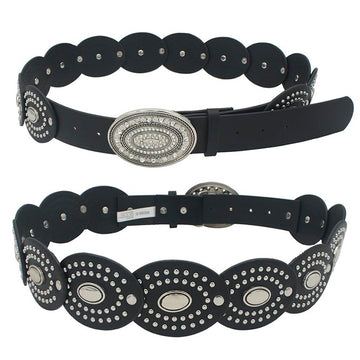 Rhinestone Embossed Oval Boho Regular Size Belt Divas Plus Boutique