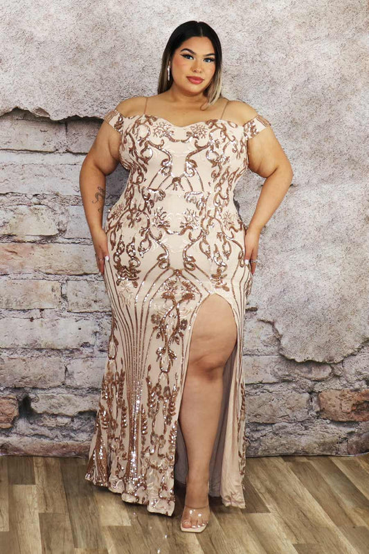 Airene Off Shoulder Sequence Dress Divas Plus Boutique