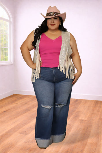 Plus Size Fringe Sequin Western Vest | Divas Fashion Boutique