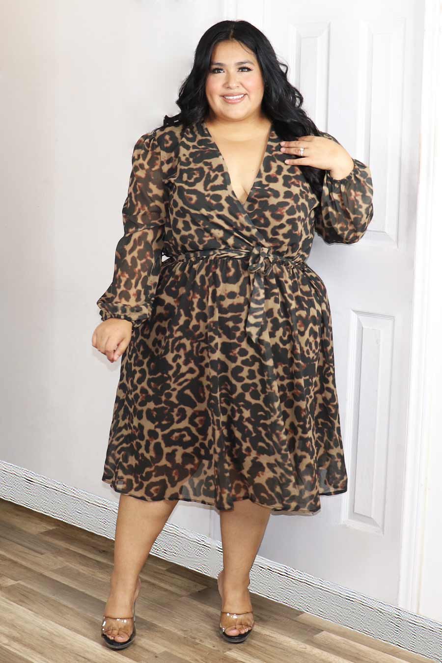 Tati's Cheetah Print Long Sleeve Dress Divas Plus Boutique