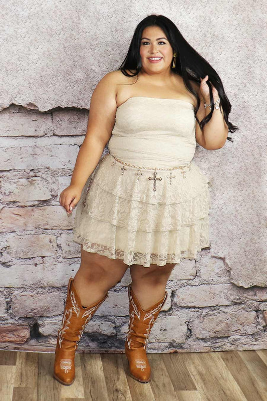 Lucero Strapless Lace Dress Divas Plus Boutique