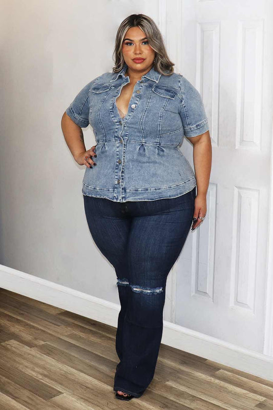 Carol Peplum Denim Top Divas Plus