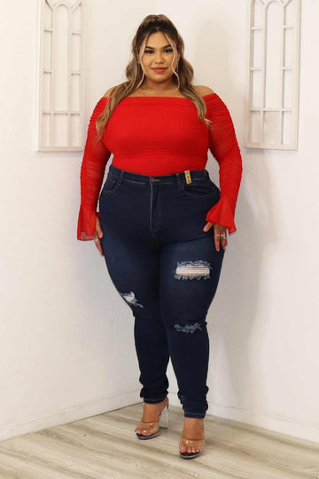 Arely Hight Waisted Distresses Skinny Jeans Divas Plus
