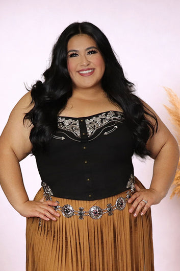 Plus Size Western Embroidered Corset Top | Divas Fashion Boutique