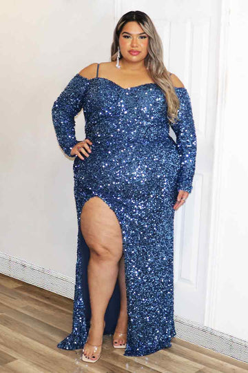 Nelsie Sequence Long Sleeve Dress Divas Plus Boutique