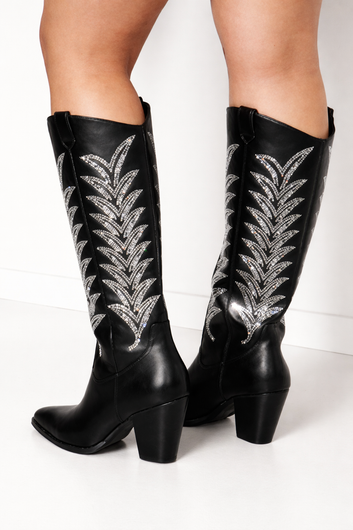 Black Western Boots with Rhinestone