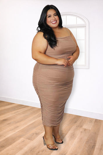 Plus Size Strapless Midi Dress – Nude Grace | Divas Fashion Boutique